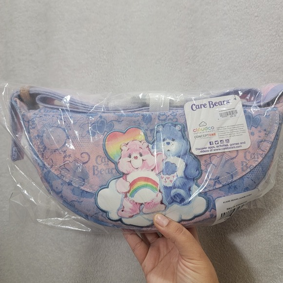 NEW! Care Bears Cheer Bear & Grumpy Bear Convertible Crossbody Belt Bag Tie Dye - Picture 5 of 9